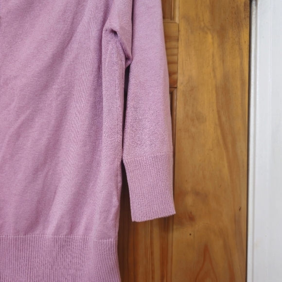 August Silk Knit Women's Lilac Snap Front 3/4 Sleeve Cardigan Sweater - Picture 7 of 13